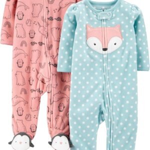 Macacão de dormir para bebês Fleece Footed Sleep and Play, Pack of 2 Simple Joys by Carter’sMeninas