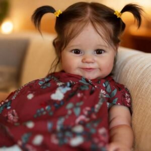 Brastoy Bebê Reborn de Silicone Boneca Realista Menina Olhos Castanhos 48cm Original (Tranças)