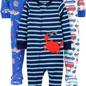 Macacão de dormir para bebês Pijama de algodão com pés justos Simple Joys by Carter’sMeninos