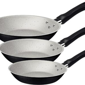 Jogo de Frigideiras Tramontina Caribe em Alumínio com Revestimento Interno e Externo Antiaderente Starflon Max Preto 03 Peças