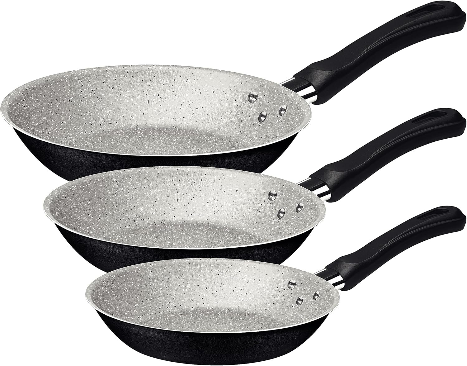 Jogo de Frigideiras Tramontina Caribe em Alumínio com Revestimento Interno e Externo Antiaderente Starflon Max Preto 03 Peças