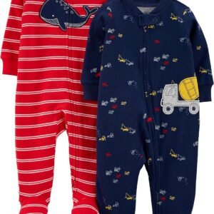 Macacão de dormir para bebês 2-pack 2-way Zip Cotton Footed Sleep and Play Simple Joys by Carter’sMeninos