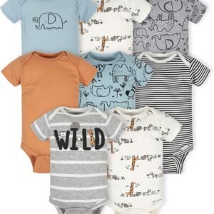 Gerber Bodies de manga curta para bebês meninos, pacote com 8