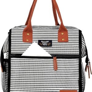 INSMEER Lancheira Bolsa Térmica, Bolsa Térmica Marmita Portátil Para Viagem, Caminhada, Praia, Piquenique, Churrasco, Listras De Zebra, 20 Latas