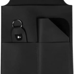 Kit Organizador Automotivo 3 em 1 de Couro Luxo, Lixeira para Carro com Porta Óculos e Chaveiro, Universal, Preto, Café, Caramelo e Off-White 20×30.5cm (Preto)