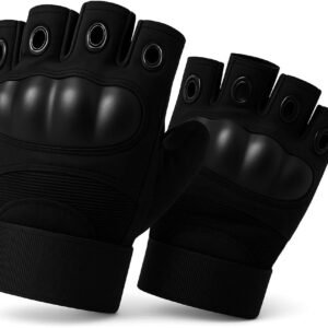 Luva Tática Meio Dedo Militar Unissex Preta – Microfibra Premium Respirável, Ajuste M-GG, Antiderrapante para Airsoft, Academia, Moto, Ciclismo, Crossfit e Treinos Intensos