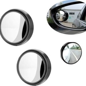 Espelho Retrovisor Auxiliar, Kit com 2 Unidades, Ajustável, Elimina Pontos Cegos, Preto