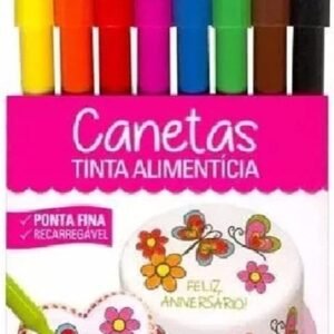 Canetas Tinta Alimentícia C/8un Recarregável – Mago