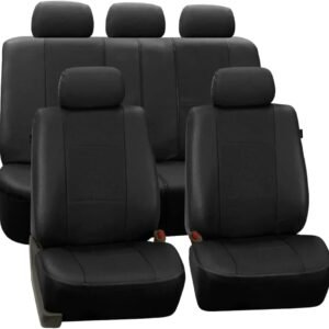 Jogo de Capa de Banco Automotivo em Couro Sintético Universal Compatível Com (Preto, Cronos)