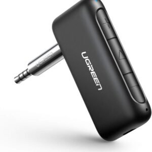 UGREEN Receptor Bluetooth para carro portátil sem fio Bluetooth 5.0, adaptador de áudio auxiliar de 3,5 mm, microfone embutido para música, casa, sistema Hi-Fi, alto-falante, fones