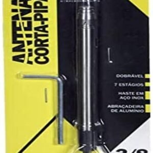 Pro Tork Antena Corta Pipa Para Moto 7 Estágios Retrátil 3/8 – Presa No Espelho Cromado