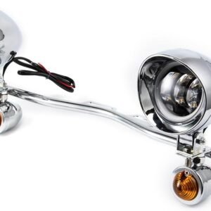 Luz auxiliar de motocicleta 10 cm farol de neblina cromado LED luz frontal com suporte de luz de sinalização conjunto para Crusier Cafe Racer Bobber Chopper luz frontal