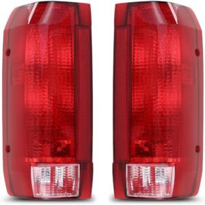 Luzes traseiras compatíveis com Ford F150 1990-1996/Fit 250 F350 1990-1997 Styleside Bronco lâmpadas esquerda e direita lente vermelha cromada refletor transparente