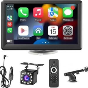 FINYQBET Monitor Estéreo Sem Fio para Carro, 7 Polegadas, Compatível com Apple Carplay e Android Auto, Bluetooth 5.1, FM, Ideal para Carros, Caminhões e Motorhomes