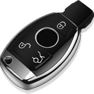 Tukellen Capa para chave de Mercedes Benz capa de chave de TPU macio especial capa de chave compatível com Mercedes Benz C E S M CLS CLK G Class Key Shell (prata)