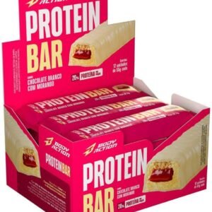 Protein Bar Caixa 12Un 55g Chocolate Branco Morango Bodyaction