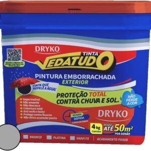 Dryko Tinta Emborrachada Vedatudo Platina 4kg Cinza Impermeabilizante, Emborrachada