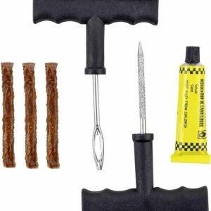 Kit Reparo de Pneu Profissional Carro e Moto – Sem Câmara, Completo, Macarrões, Brocas e Cola