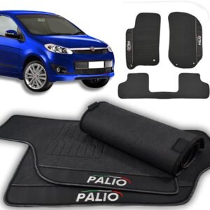Jogo de Tapetes Automotivos Emborrachado para Novo Palio 2012 a 2019 Impermeável Premium – 03 peças