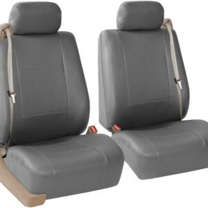 FH Group Conjunto de capas de assento de carro de couro sintético – Capas de assento de carro para banco traseiro baixo com encosto de cabeça removível, ajuste universal, capas de assento automotivas,