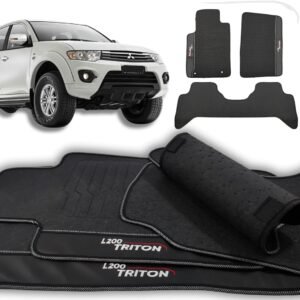 Jogo de Tapetes Automotivos para L200 Triton 2005 a 2017 Impermeável Emborrachado Premium – 03 peças