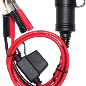 SPARKING Cabo de extensão de soquete de isqueiro de carro fêmea de 1,5 m, 12 V, com clipes jacaré, bateria de carro, cabo de extensão de clipe, fusível de 15 A (1,5 m)