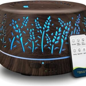 Difusor De Ambiente Óleo Essencial Aromatizador Elétrico Aromaterapia Cromoterapia Luz de LED Ultrassônico 700ml Marrom