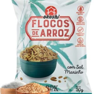 OKOSHI – Flocos de Arroz com Sal Marinho – Snacks Saudáveis de Baixa Caloria, Lanches Fit para a Dieta – Vegano, Sem Glúten, Sem Lactose, Sem Gordura Trans, Kosher – 40g
