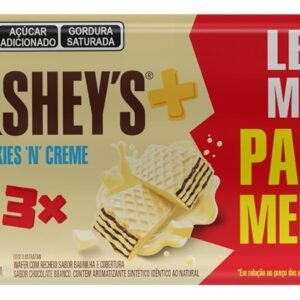 WAFER COM RECHEIO SABOR BAUNILHA E COBERTURA SABOR CHOCOLATE BRANCO HERSHEY’S MAIS CNC TRIPACK 16x306g