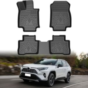 Mixsuper Tapetes para Toyota RAV4 2019-2025, forros de piso para todos os climas para acessórios Toyota RAV4, conjunto durável de 1ª e 2ª fileiras preto