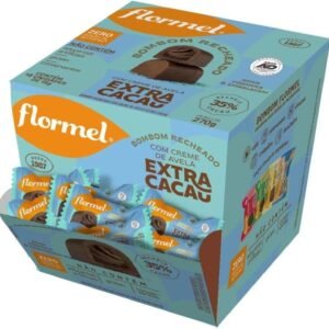Bombom Recheio Avelã Extra Cacau FLORMEL Zero Açúcar- Caixa com 18 Unidades