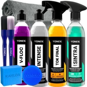 Kit Lavagem Automotiva Completa Vonixx Cera Carnauba Tok Final V-Floc Revitalizador de Plasticos intense Sintra fast