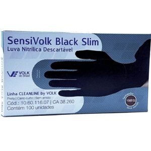 Volk – Luva Nitrilica Descartavel Preta Volk C/100 Xg