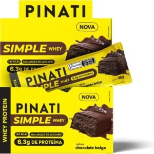 PINATI Barra de proteina SimpleWhey Chocolate Belga – 6,3g de proteina – 16 unidades