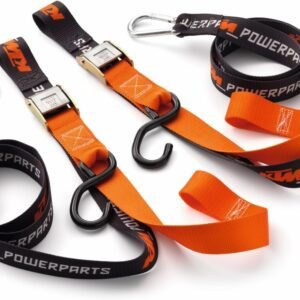 Conjunto de amarração premium KTM U6910047, (pacote com 2) possui laços de amarração macios embutidos, ganchos de clipe e ganchos