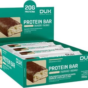 DUX HUMAN HEALTH Protein Bar 12 Unidades Chocolate e Coco – Snack Proteico com Fibras