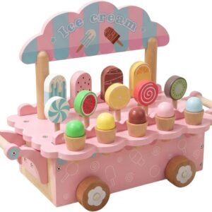 Carrinho de Sorvete Montessori Educativo – Brinquedo Infantil 3-5 Anos para Desenvolvimento e Imaginação – Presente Perfeito Menina Menino Dia das Crianças Aniversário Magia e Encanto