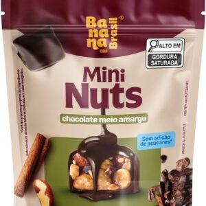 Mini Nuts Barra de Castanhas e Nibs de Cacau com Cobertura Cobertura de Chocolate Meio Amargo