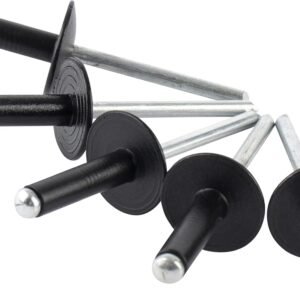 ISPINNER 50 rebites cegos de alumínio com flange grande de 3/16″ x 3/4″, rebites pop, 4,8 x 20 mm (preto)