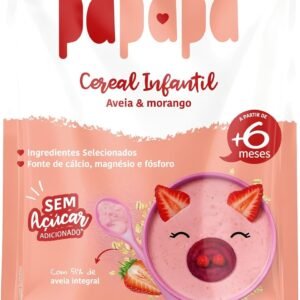 Papapá, Cereal infantil, Petit Cereal, Avêia Integral com Morango & Beterraba, Pouch, 170g, Rosa