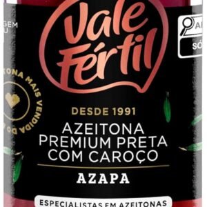 Azeitona Preta em Conserva Azapa com Caroço Vale Fértil Premium Vidro 200g, Pequeno