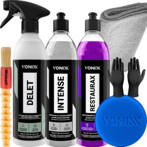 Kit Vonixx Limpeza Automotiva Limpador de Pneus Delet restaurador de plasticos Intense Restaurax revitalizador de plasticos externo