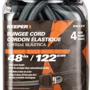 Keeper – Cabo elástico de 122 cm com ganchos SST, pacote com 4 – resistente a UV e intempéries