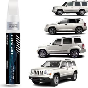 Tinta de retoque de carro (pedra branca (PW1/SW1)) para Jeep, kit de reparo de arranhões de pintura de carro, solução rápida e fácil de reparar, caneta removedor de arranhões 2 em 1 com cor