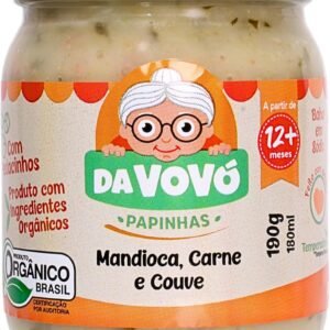 Da Vovó, Papinha infantil, Linha+12, Orgânica, Sabor Arroz, Mandioca, Carne e Couve, 200ml