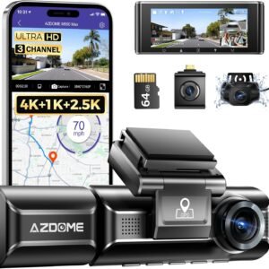 AZDOME M550 Max 3 Canais Dash Cam 4K WiFi, Resolução Suporta até 4K+1080P+2.5K, GPS Integrado Modo de Estacionamento 24H Visão Noturna IR WDR 3.19″ IPS