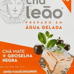 Leão Chá Mate Com Groselha Negra Preparo Em Água Gelada Fuze Com 10 Saquinhos