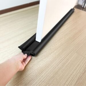 Protetor Veda Porta Duplo Rolinho Impermeável Tradicional – Proteção Contra Poeira e Insetos – Isolamento Acústico – 80cm Preto