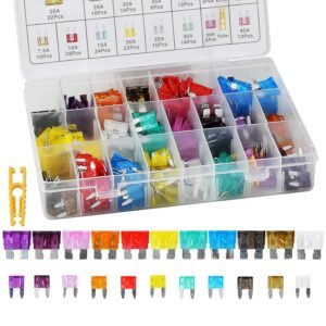 Kit de Fusíveis Automotivos 300 Peças, Micro Mini e Padrão Tipo Lâmina com Extrator, 2A a 40A, Universal para Carro, Caminhão, Barco e RV, com Caixa Organizadora