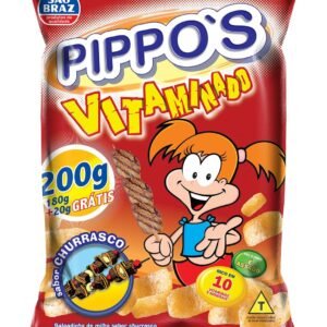 Salgadinho de Milho Pippo’s Sabor Churrasco 200g – Tamanho Família, Rico em Vitaminas